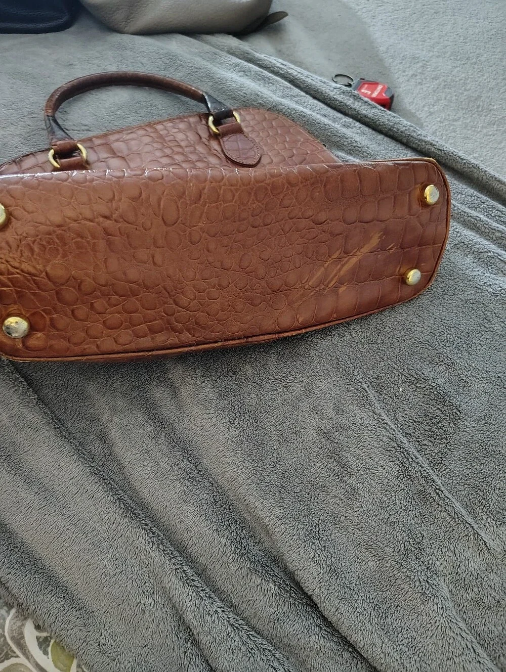Talbots Vintage Faux Croc-Embossed Brown Shoulder Bag